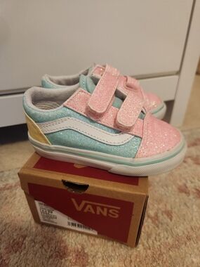 Vans Toddler Glitter Skate Shoes - Pink, Blue & Yellow